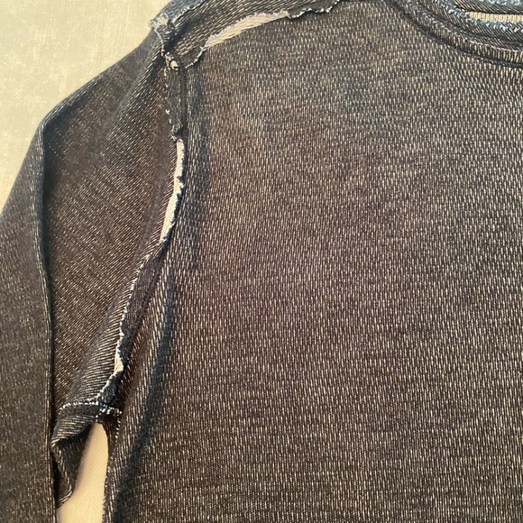 Affliction Mens Distressed Grunge Sweater- 2XL Reversible Dark vs Light Gray - Picture 3 of 12